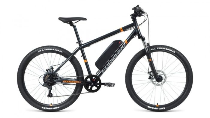 Электровелосипед Forward CYCLONE 26 2.0 disc 250w (26" 7 ск. рост. 19") 2021, серый, 1BKW1E167002, арт. 1BKW1E167002