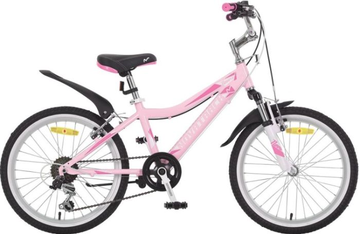 Велосипед NOVATRACK 20" NOVARA, розовый, алюм., 6-скор, TY21/TS38/SG-6SI, V-brake, арт. 20AH6V.NOVARA.PN8