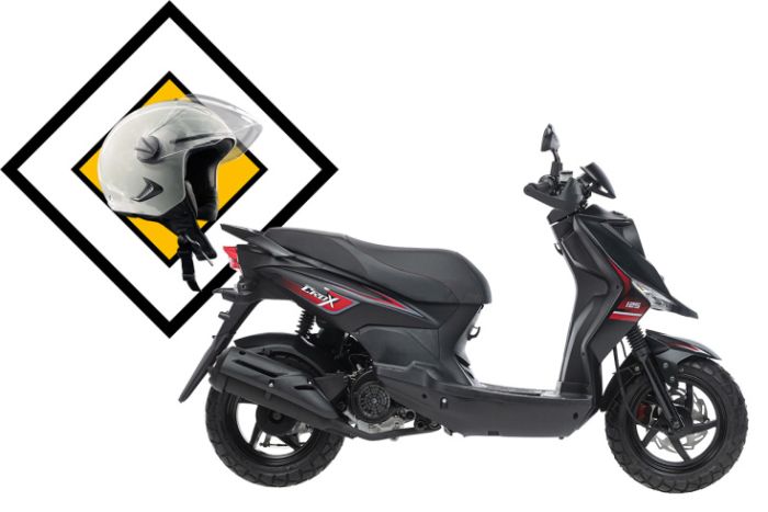 Скутер SYM CROX 125 Черный / Матовый Темно-Серый + мотошлем SYM серый, арт. AE12W8-RU-KGAE-BK-5560S/GY-7450U_set