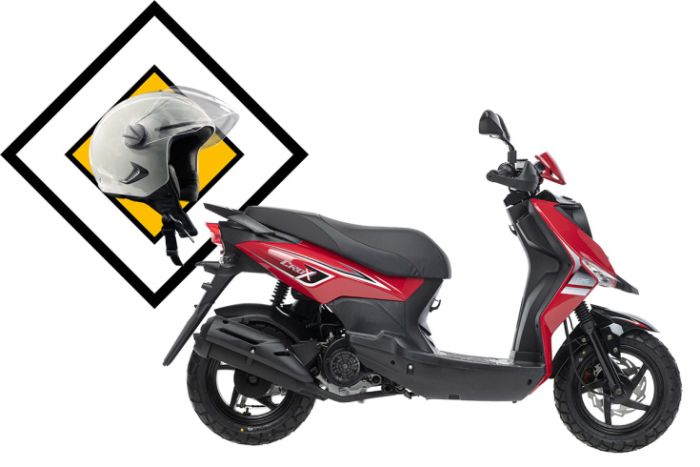 Скутер SYM CROX 125 Красный + мотошлем SYM серый, арт. AE12W8-RU-R-086/BK-5560S_set