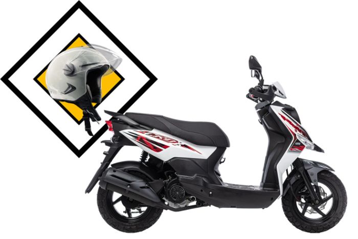 Скутер SYM CROX 125 Белый/ Матовый Темно-Серый + мотошлем SYM серый, арт. AE12W8-RU-WDAE-WH-8018P/GY-7450U_set