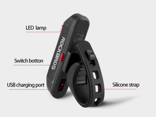 Фонарь задний ROCKBROS мягкий свет, диодный, 3 режима, USB, арт. RB_A54BK